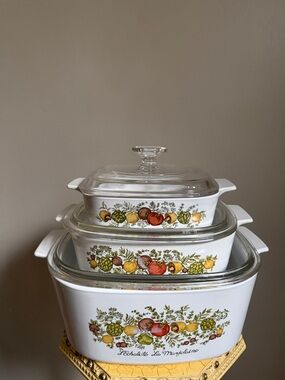 Corning ware Spice of Life. Vtg Covered Baking Dish Set - 3 Piece